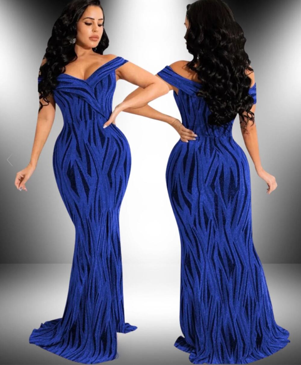 BRAND NEW***- Blue and black Stretch Floor Length Dress